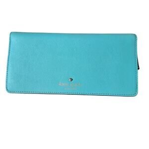 Kate Spade Turquoise Blue Snap Wallet Leather